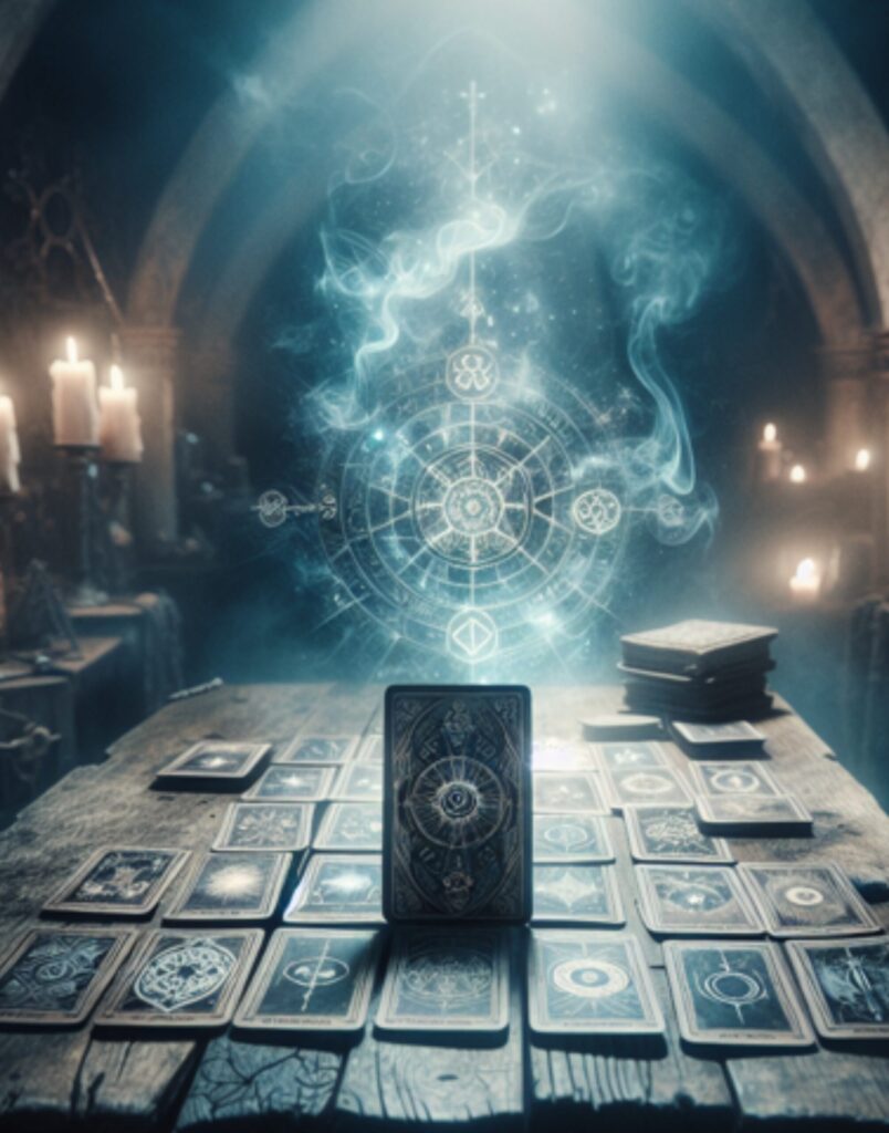 table with tarot cards